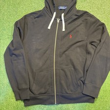 Polo Ralph Lauren Hoodie Mens XL Black Fleece Lined Outdoor Kangaroo Pockets