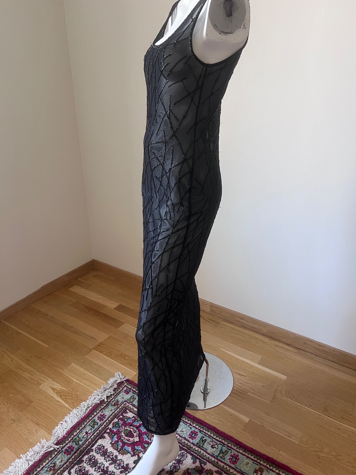 Vintage Krizia Maxi Sheer See Through Cher Style Dress Embellished Sz S image 4