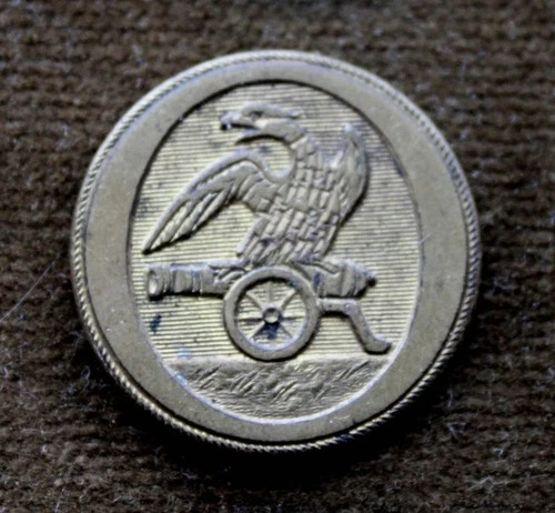 Pre-Civil War Flat 1 Piece Militia Artillery Button Circa 1808-1821 TREBLE GILT