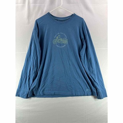 Life Is Good Mens Shirt Large Blue Get Lost Get Found Graphic Printed Casual