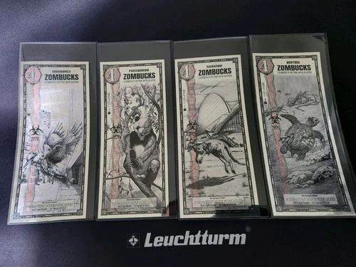 4 Set  Zombucks World SILVER NOTE KANGARUIN / KOOKABURIED / PANDMONIUM / MORTUGA