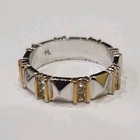 Two-Tone Silver & Gold Tone Crystal Band Ring Size 7, 8mm, 24 Stones — photo 1