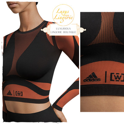 Sheer Motion Crop Long Sleeves Wolford X Adidas XL Sequoia Black Sport Top Shirt