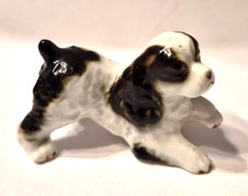Vtg Miniature Black Brown White Painted Porcelain English Toy Springer Spaniel