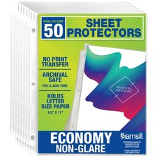 Samsill 50 Pack Sheet Protectors, 8.5x11 Inch Page Protectors for 3 Ring Bind...