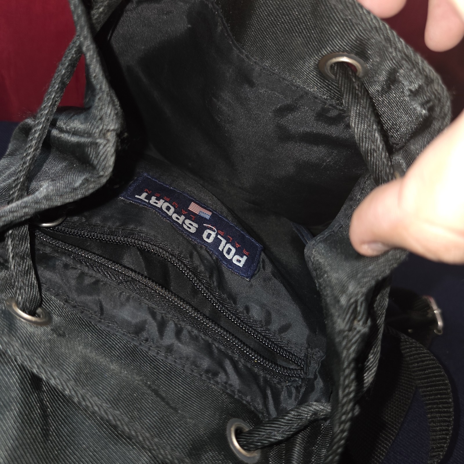 Vintage 90s Polo Sport Ralph Lauren Black Drawstring Nylon Mini Backpack thumbnail 9