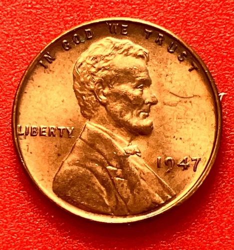 1947-P Lincoln Wheat Cent Penny GEM RED BU From an Original Bank Roll