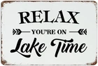Lake Time Vintage Metal Tin Sign Relax Quote Wall Decor 8x12 Inch