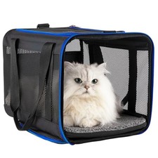 Soft Pet Travel Carrier for Medium, Large Cats and Small Dogs Black_Blue