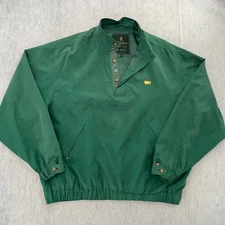 Masters Jacket Adult Large Green Bobby Jones Golf Silk Pullover Button Mens L
