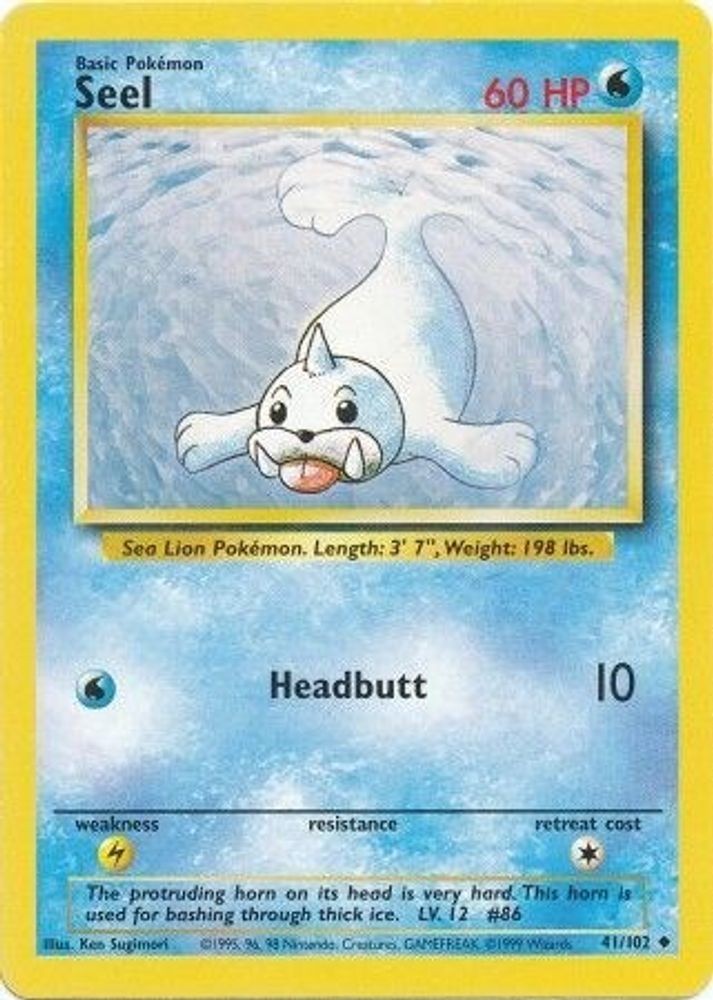 1999 Pokemon: Base Set - Seel (#041/102, Uncommon, Heavily Played)