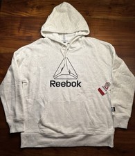 Reebok Mens Light grey Pullover Hoodie Sweater Sz L - NEW