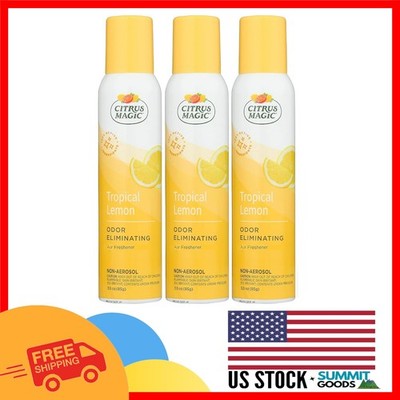 Tropical Lemon Odor Eliminating Air Freshener, Safe & Natural 3-Pack Spray