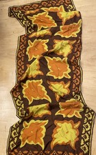 2 Vera Neumann Midcentury Silk Handrolled Scarves Autumn Leaves And Crysanthemum