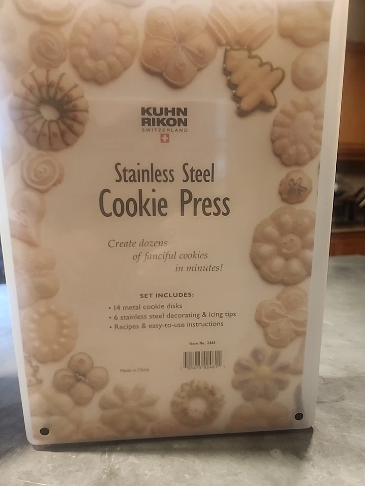 KUHN RIKON PRENSA DE GALLETAS de acero inoxidable 14 discos de decoración 6 puntas de glaseado - Nuevo Foto 3 de 4