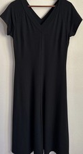 Talbots Women’s Sz Medium V-Neck Cap Sleeve Black Flare Dress Capsule