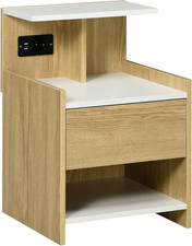 Comodino Moderno in Legno, Comodino Con 2 Prese Elettriche E Porte USB, Con Cass