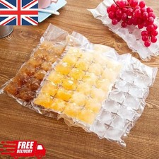 100 Ice Cube Freezer Bags 2400 Disposable Cubes Maker Clear Bag Fridge Party BBQ