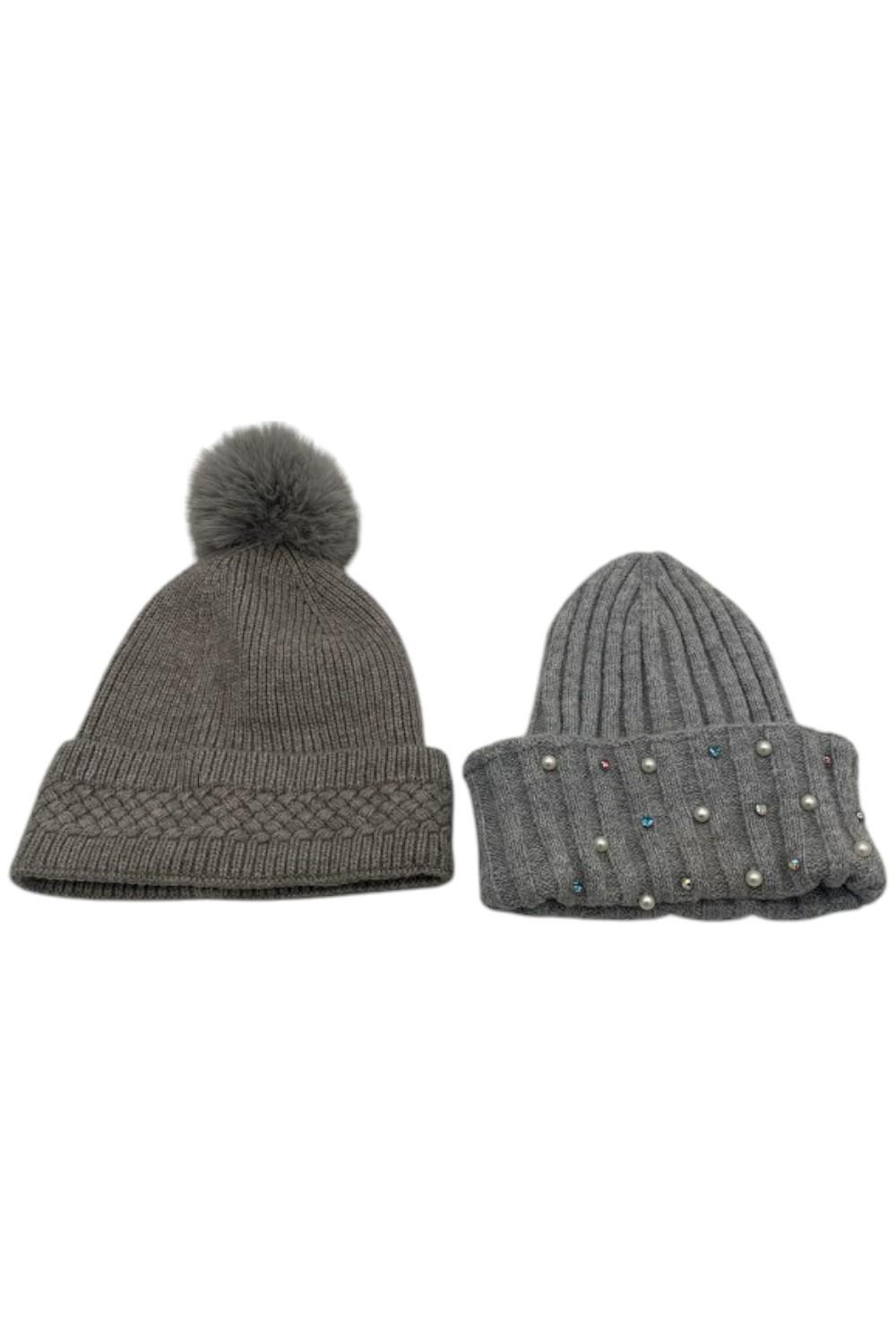 Подарочный набор Vince Womens 2-Peice Camuto Double Beanie Темно-светло-серый 3390₽