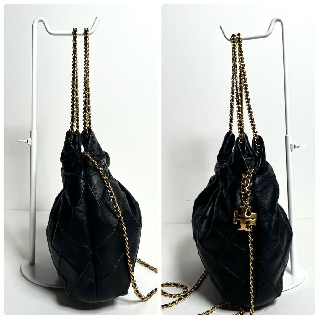 Tory Burch Fleming Mini Drawstring Bag Leather Bl… - image 4