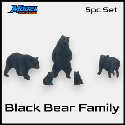 Bears with Cubs (5pk) - O Scale 1:48 - Black | Model Scenery World
