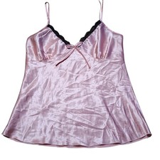 Satin Womens Medium Lace Trim Bow Coquette Ballet Y2k Babydoll Cami Top Fairy
