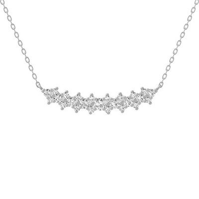 0.5Ct Lab Grown Diamond 14K White Gold Fashion Pendant 18'' Silver Chain