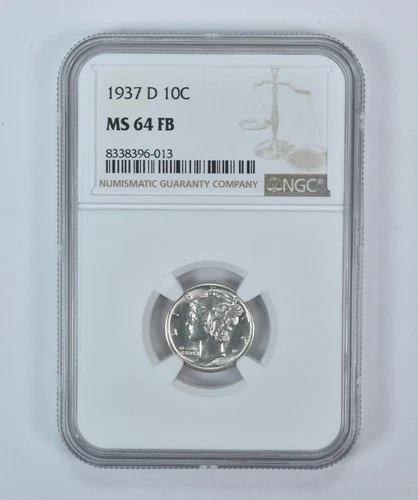 1937-D Mercury Dime MS64 FB NGC Brown Label