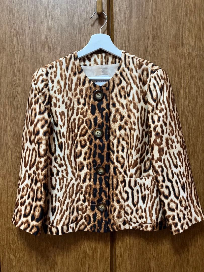CELINE Leopard Print Round neck Jacket Blouson Co… - image 1