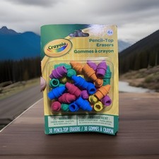 Crayola Pencil Top Erasers 30 Count Crayon Tip Red Green Yellow Blue Orange. NEW