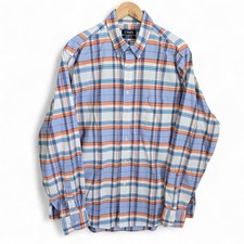 Chaps Shirt Mens 17-17.5 36/37 Button Blue Plaid Classic Fit Oxford Wrinkle Free
