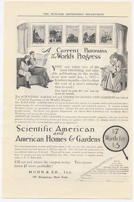 Mann Co Subscriptions to Scientific American Homes Gardens 1910 Vintage Ad 