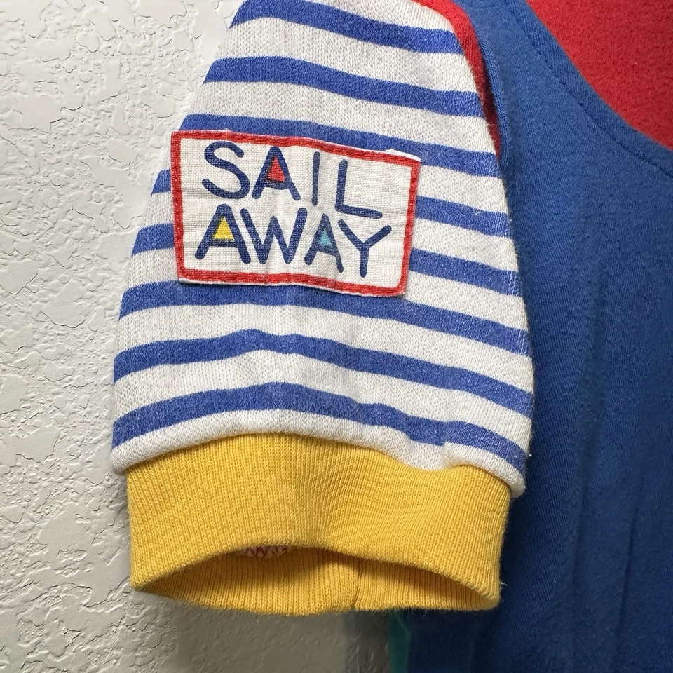 Vintage Baby Outfit 90s 12M Buddy Boys Matching Set Overalls Nautical ColorBlock - Image 3 of 4