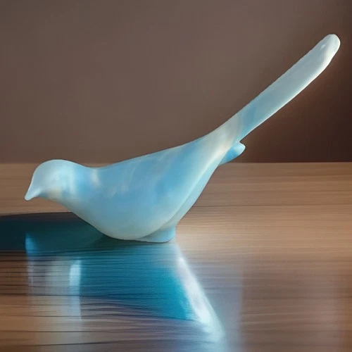 Vintage Fenton Long Tail Blue Satin Slag Glass "Bluebird of Happiness"