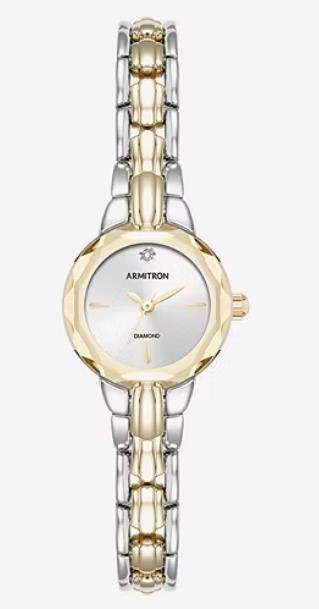 Armitron Women Two Tone Round Diamond Stainless Steel Watch 75-5943SVTT+Free LCD