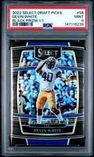 2022 PANINI SELECT DRAFT PICKS BLACK PRIZM 1/1 #56 DEVIN WHITE 1/1 PSA 9
