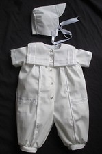 Baby Boys White Christening Gown/ Baptism Outfit Romper Size 0-12 Months