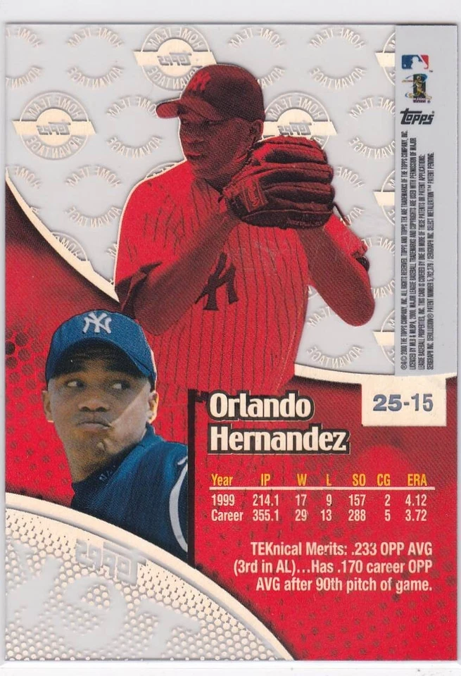 2000 Topps Tek Pattern 15 Yankees #25 Orlando Hernandez Free Shipping! - Image 2 of 2