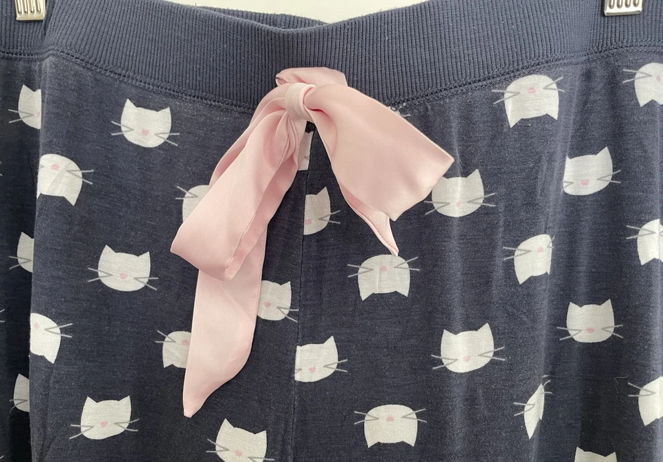 Jennifer Moore Intimates Women's Cute Cat Rayon Elastic Waist PJ Pants Navy XL - Image 3 of 4