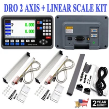 TOAUTO 2 Axis LCD DRO + 2pc Linear Scales Digital Readout full kit for Lathe,US