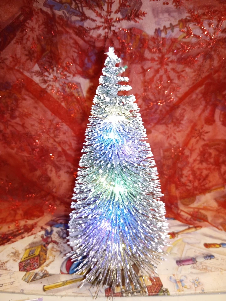 MINI ALBERO DI NATALE LUMINOSO CON LED E 3 GIOCHI DI LUCE DECORAZIONE ARGENTO - Immagine 2 di 4