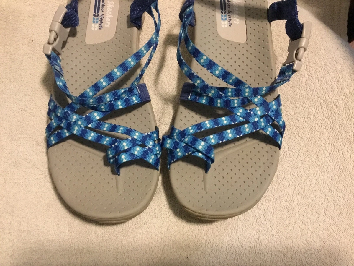Skechers Women s Reggae Outdoor Lifestyle Sandals Blue Sz 8 New Without Box