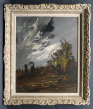 Tableau vers 1950 paysage par Roger Comte cadre Montparnasse