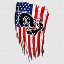 Turkey Gobbler Decal American Flag Hunting Window Truck Gun Safe Case Sticker