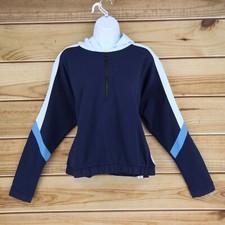 Core I by Reebok Cropped 1/4 Zip Sweatshirt Hooded Women M Blue Training NEW 50