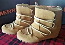 Merrell Women's 9.5 M Suede Moab Wedge Polar Camel Boots Insulated J003700