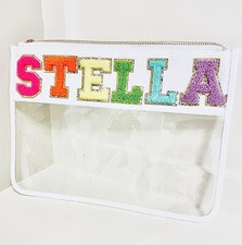 Custom Name Clear Pouch Makeup Bag Snacks Cosmetic Personalize Nylon New Glitter