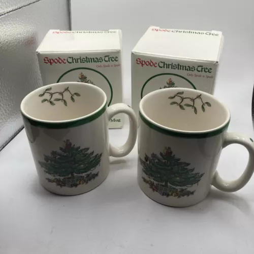 Spode Christmas Tree England Tom and Jerry Mugs Set Of 2