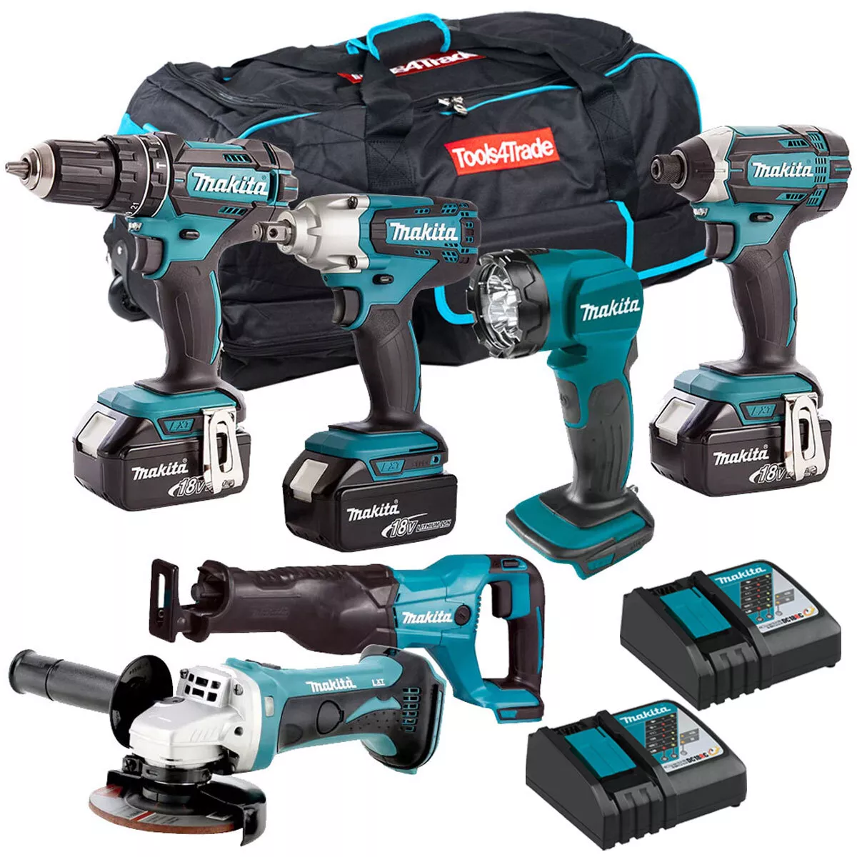 Makita 3 Tool Kit SET 18V / Scie sabre + Meuleuse S'angle 125mm + A