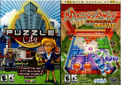 Mozaki Blöcke Deluxe & Puzzle Stadt PC alle neu XP 2 Familien Spaß Spiele